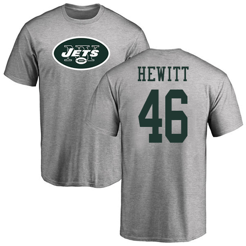 New York Jets Men Ash Neville Hewitt Name and Number Logo NFL Football #46 T Shirt